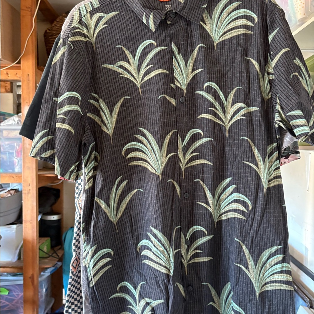 Roark Black and Green Patterned Men's Shirt